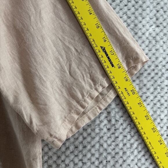 Stella Martini Top 1X Blush Pink Linen Pullover Scoop Neck Lace Shark Bite Hem - Picture 10 of 13